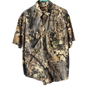 Remington Mossy Oak Break-Up Camo Hunting Shirt Men's L Vented Nylon Fishing